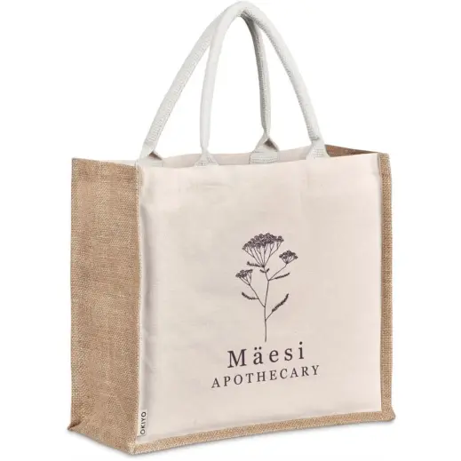 Okiyo Chinsai Maxi Jute & Cotton Tote Branded